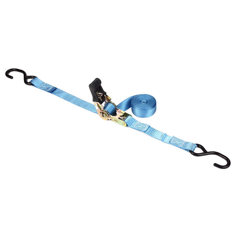 1 tomme 25mm 800 kg ratchet bindingsstropper med svart belagt S-krok