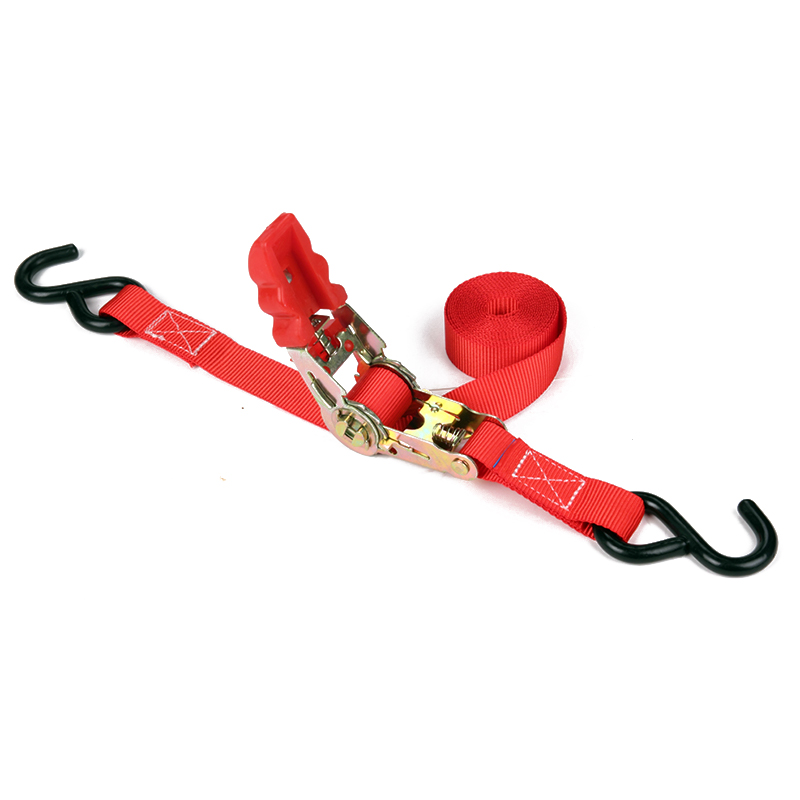 1 tomme 25mm 800 kg ratchet bindingsstropper med svart belagt S-krok